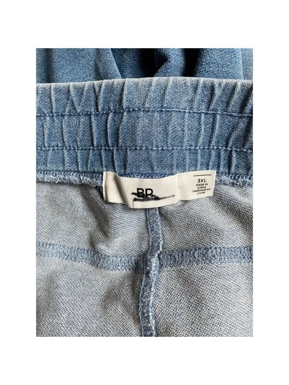 Bp Drawstring Blue stretch denim shorts men's indigo bleached